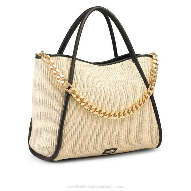 VXTJ694 beige Russell And Bromleybolso de mano este/oeste con cadena de iconos