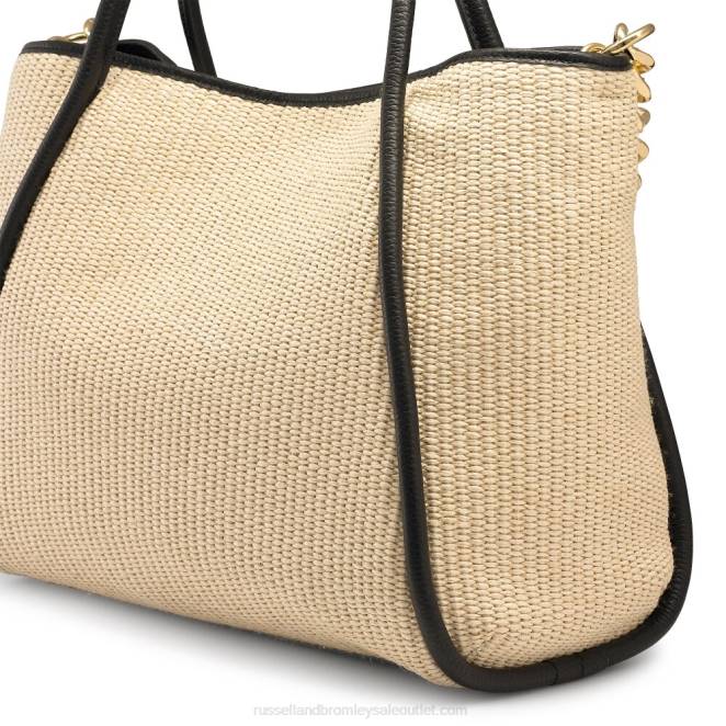 VXTJ694 beige Russell And Bromleybolso de mano este/oeste con cadena de iconos