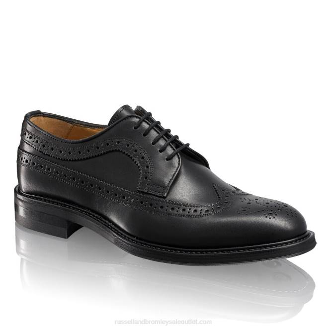 VXTJ582 negro Russell And Bromley hombres derby con suela de goma southport