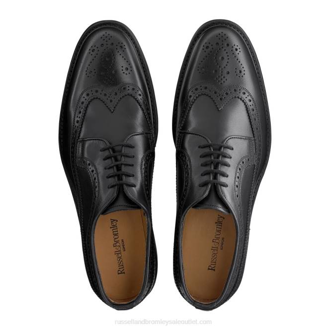 VXTJ582 negro Russell And Bromley hombres derby con suela de goma southport