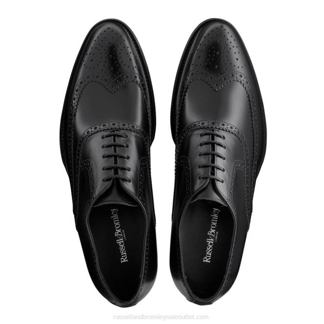 VXTJ585 negro Russell And Bromley hombres Oxford brogue envejecido de roble