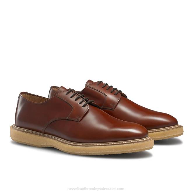 VXTJ598 marrón Russell And Bromley hombres derby brillante de oporto