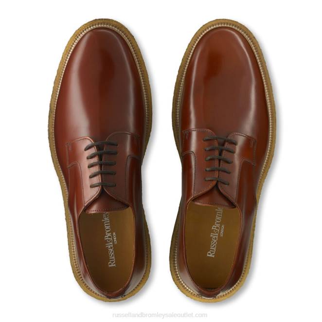 VXTJ598 marrón Russell And Bromley hombres derby brillante de oporto