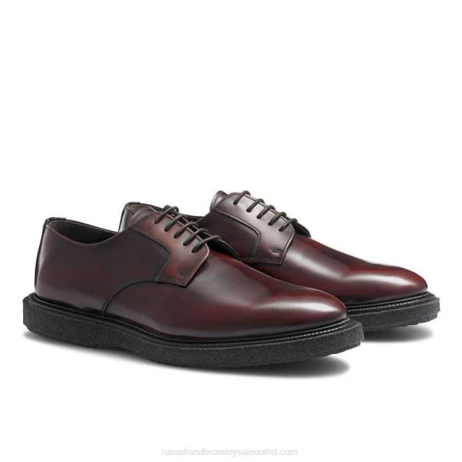 VXTJ599 rojo Russell And Bromley hombres derby brillante de oporto