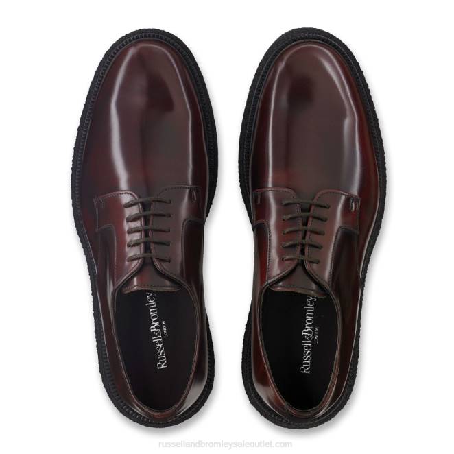 VXTJ599 rojo Russell And Bromley hombres derby brillante de oporto