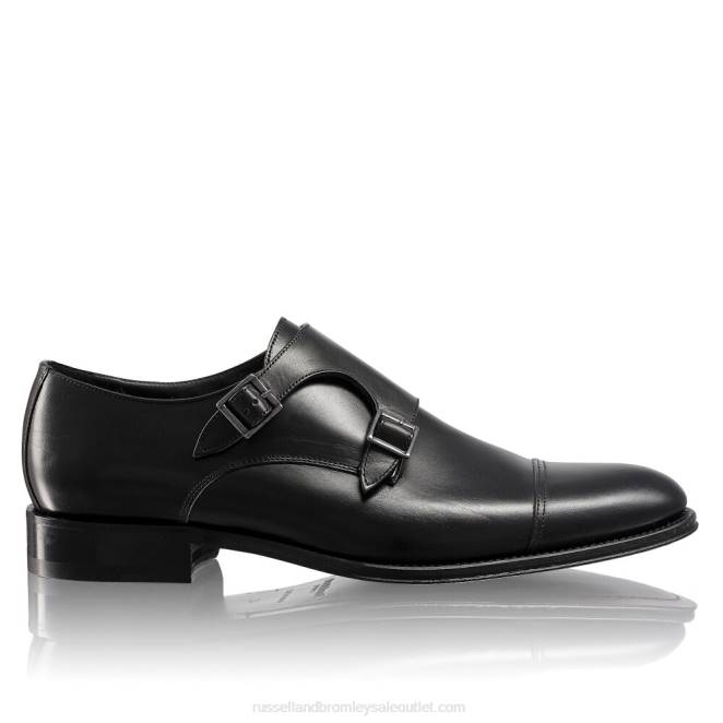 VXTJ604 negro Russell And Bromley hombres monje de abedul con doble hebilla