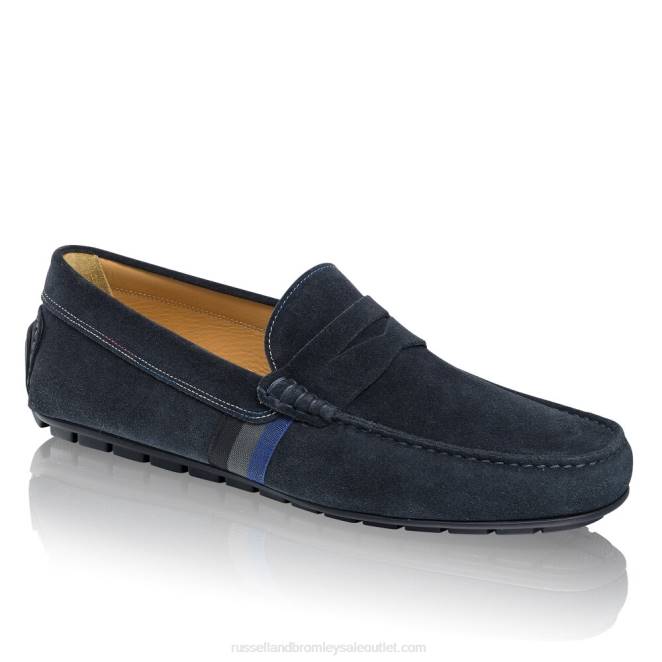 VXTJ495 azul Russell And Bromley hombres mocasín de conducción de desgaste suave