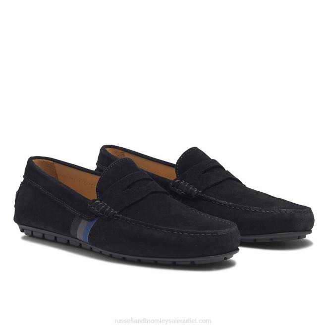 VXTJ496 negro Russell And Bromley hombres mocasín de conducción de desgaste suave