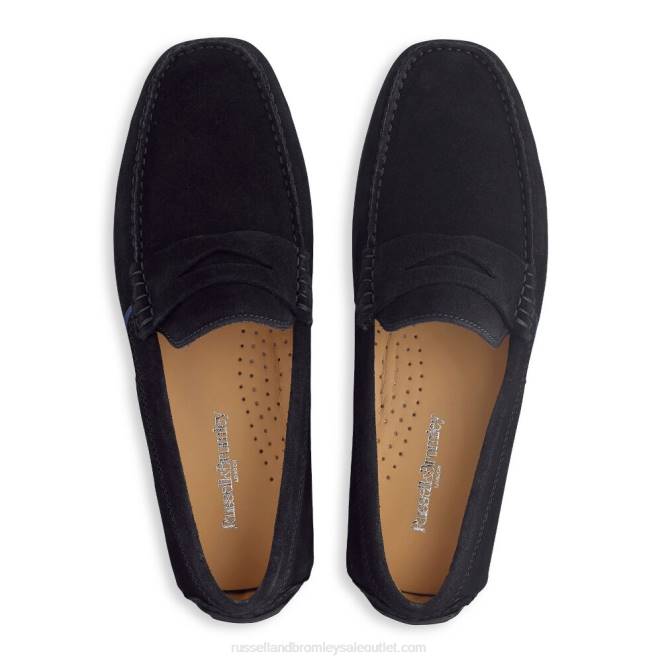 VXTJ496 negro Russell And Bromley hombres mocasín de conducción de desgaste suave