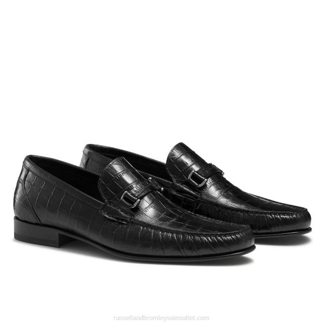 VXTJ497 negro Russell And Bromley hombres deslizamiento de élite en mocasín