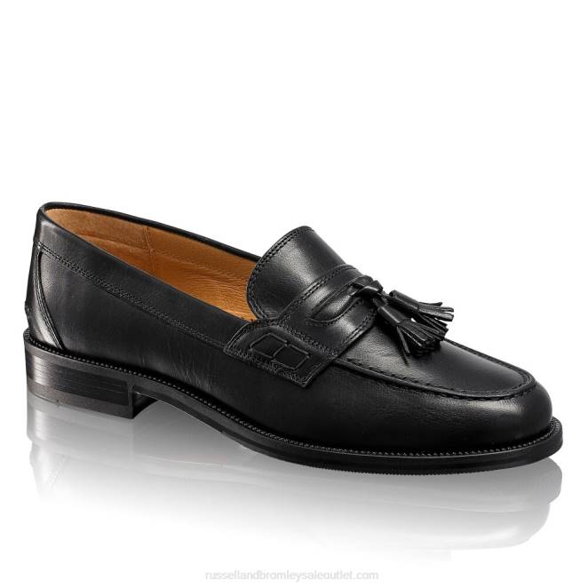 VXTJ549 negro Russell And Bromley hombres mocasines universitarios Keeble con 3 borlas