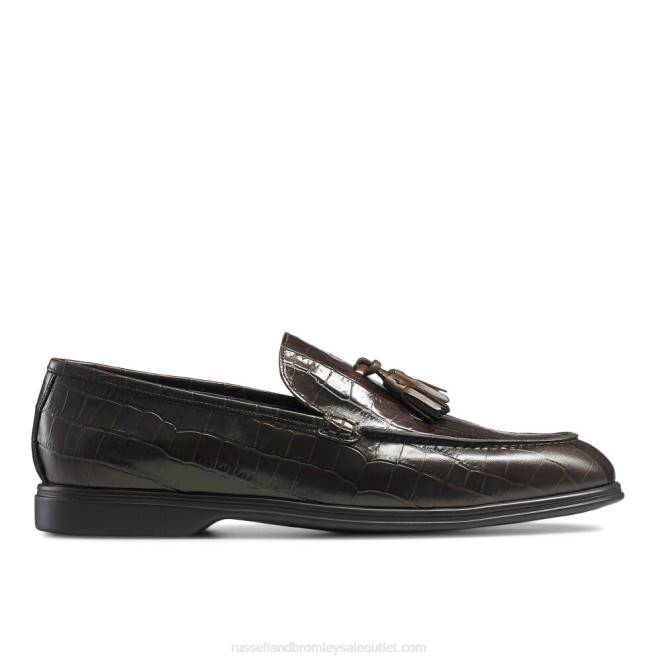 VXTJ560 marrón Russell And Bromley hombres mocasines con borlas