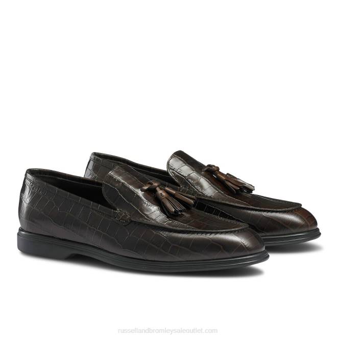 VXTJ560 marrón Russell And Bromley hombres mocasines con borlas