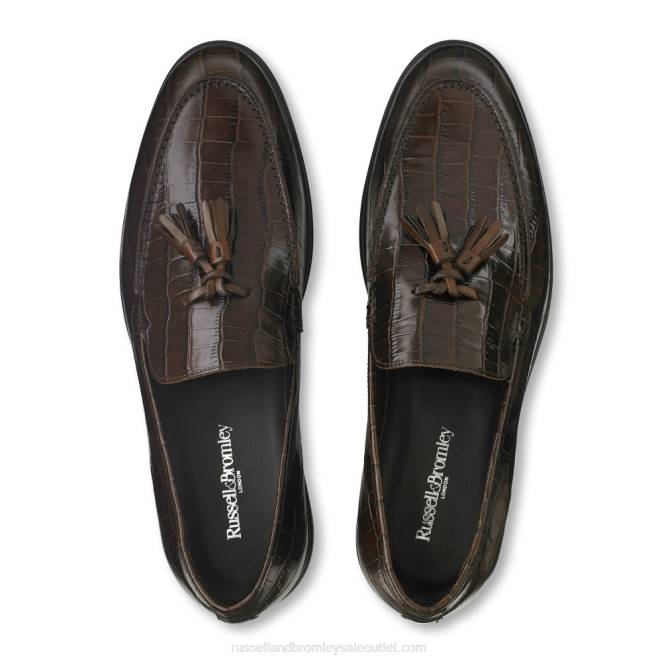 VXTJ560 marrón Russell And Bromley hombres mocasines con borlas