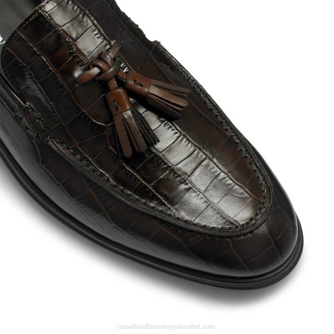 VXTJ560 marrón Russell And Bromley hombres mocasines con borlas