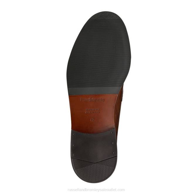 VXTJ569 marrón Russell And Bromley hombres mocasines universitarios Keeble con 3 borlas