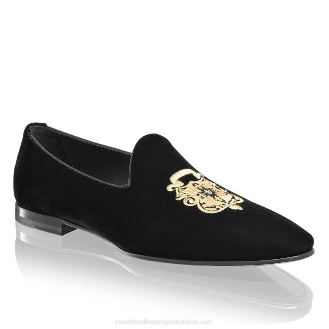 VXTJ578 negro Russell And Bromley hombres slip-on con bordado barroco