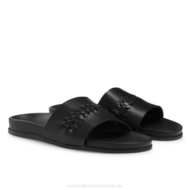 VXTJ503 negro Russell And Bromley hombres chanclas tejidas chanclas con detalle tejido