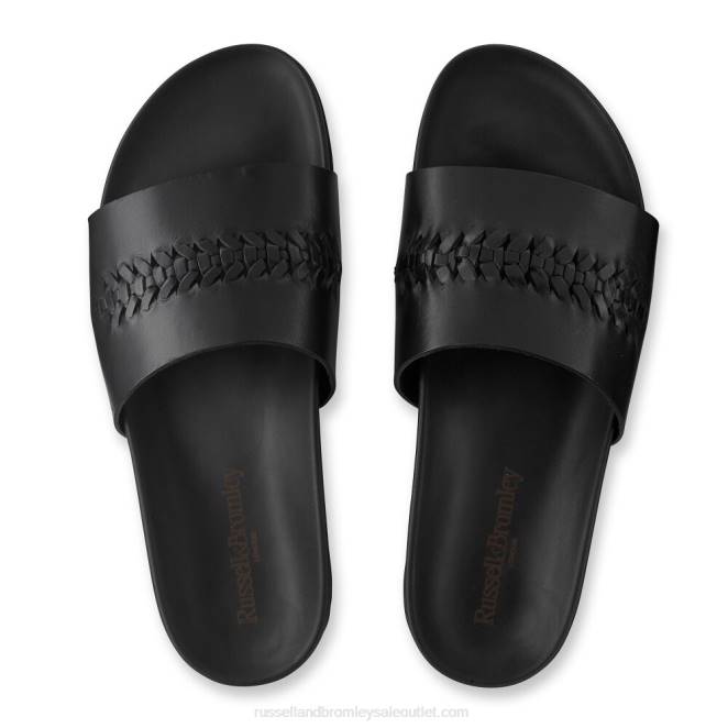 VXTJ503 negro Russell And Bromley hombres chanclas tejidas chanclas con detalle tejido