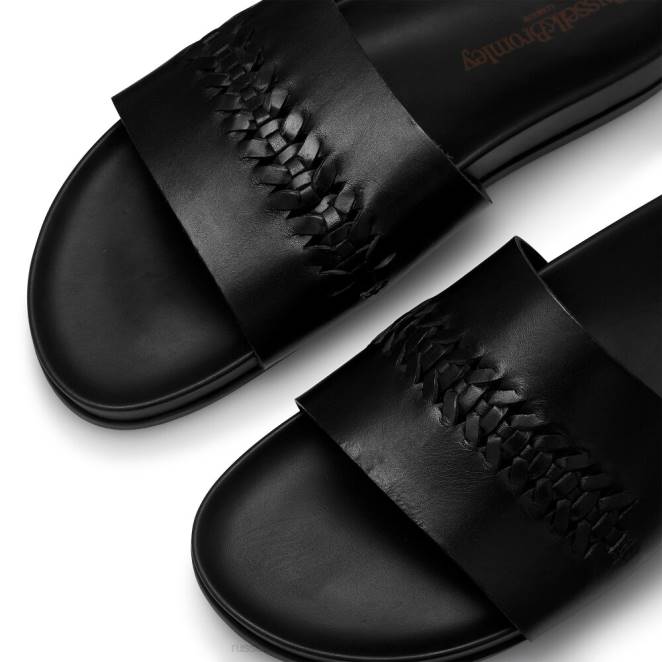 VXTJ503 negro Russell And Bromley hombres chanclas tejidas chanclas con detalle tejido