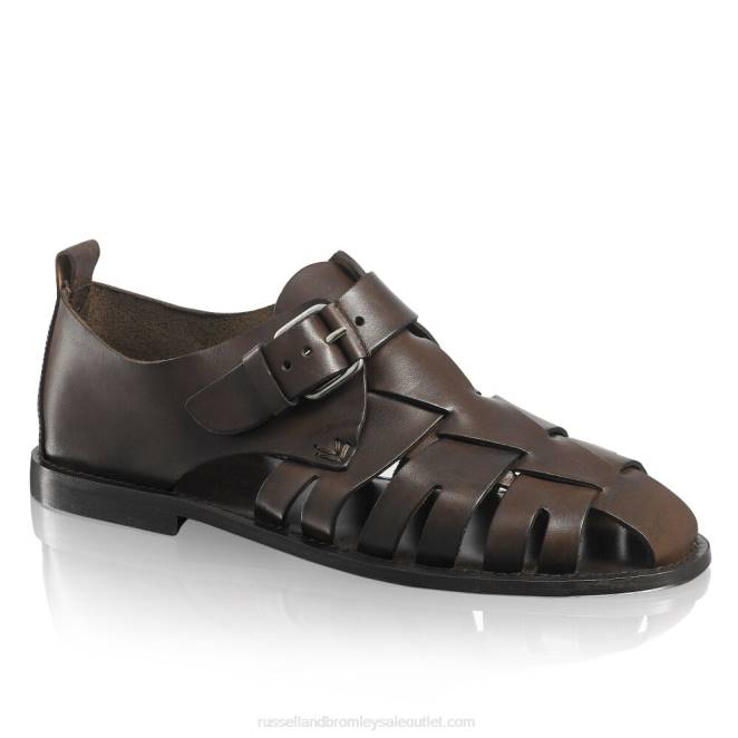 VXTJ523 marrón Russell And Bromley hombres sandalia de pescador con hebilla Neptune