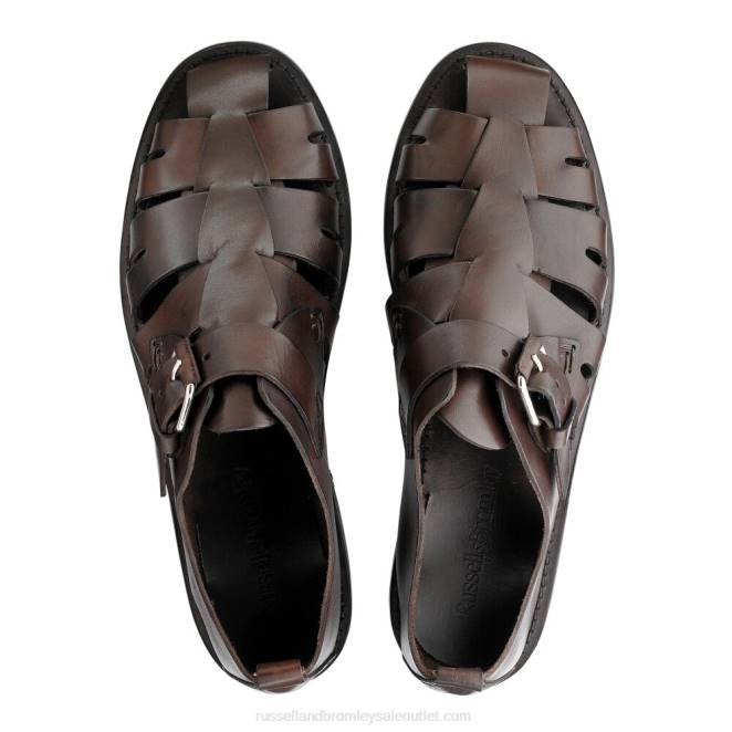 VXTJ523 marrón Russell And Bromley hombres sandalia de pescador con hebilla Neptune