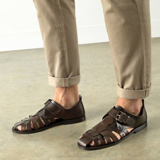 VXTJ523 marrón Russell And Bromley hombres sandalia de pescador con hebilla Neptune