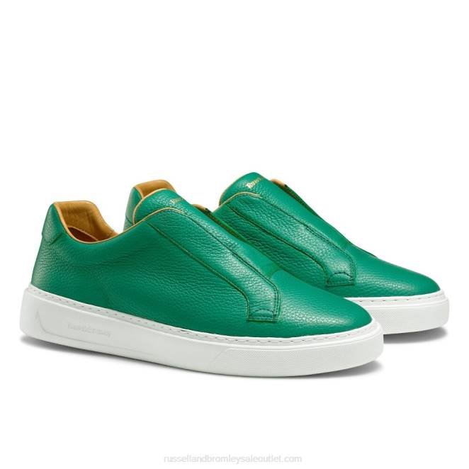 VXTJ437 verde Russell And Bromley hombres zapatillas slipway sin cordones