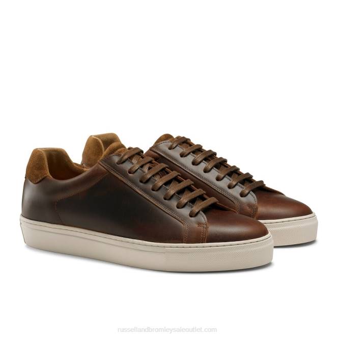 VXTJ453 marrón Russell And Bromley hombres tenis downfield derby con cordones
