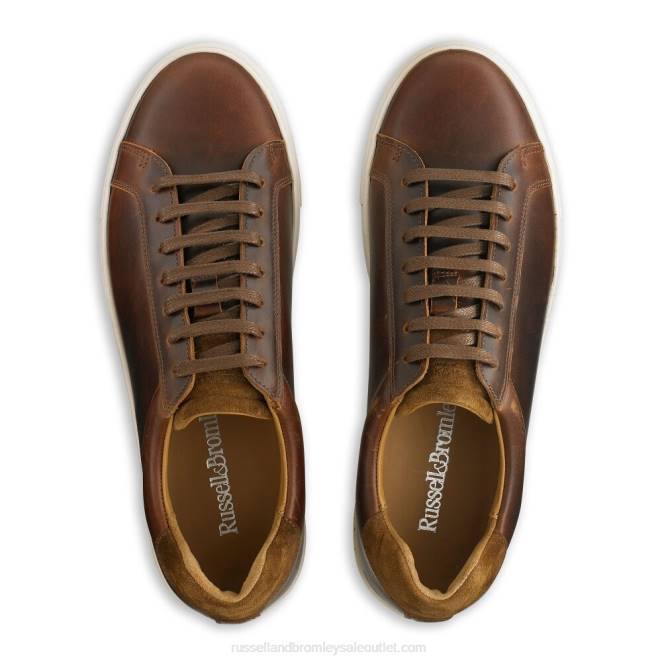 VXTJ453 marrón Russell And Bromley hombres tenis downfield derby con cordones