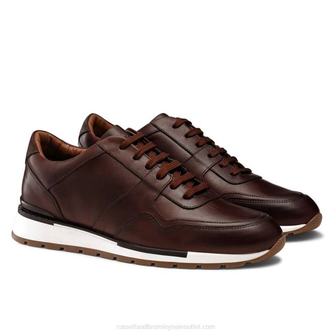 VXTJ463 marrón Russell And Bromley hombres tenis Lomond con cordones