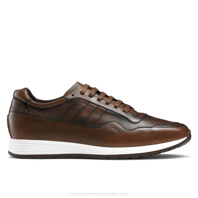 VXTJ464 marrón Russell And Bromley hombres zapatillas de deporte con cordones de lujo run time