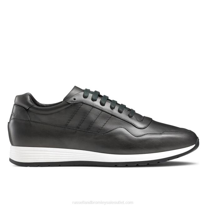 VXTJ465 gris Russell And Bromley hombres zapatillas de deporte con cordones de lujo run time