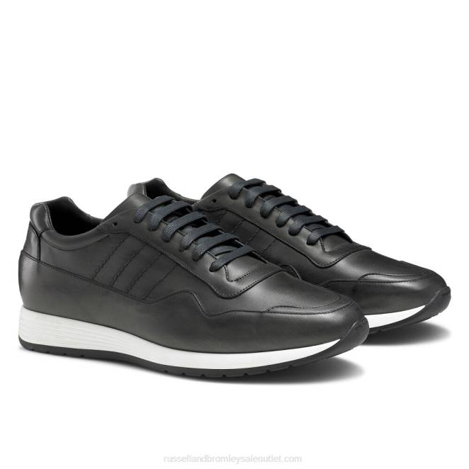 VXTJ465 gris Russell And Bromley hombres zapatillas de deporte con cordones de lujo run time