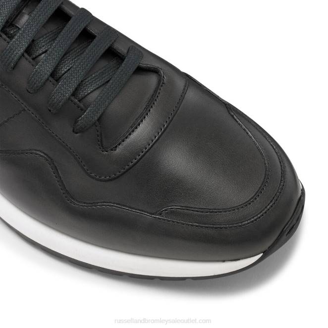 VXTJ465 gris Russell And Bromley hombres zapatillas de deporte con cordones de lujo run time