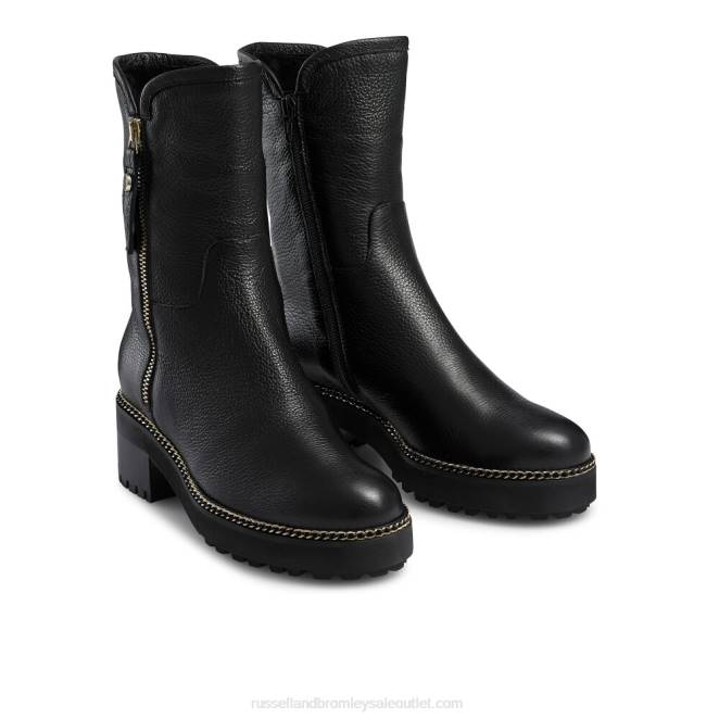 VXTJ257 negro Russell And Bromley mujer Zapato de borrego glaciar con cremallera lateral