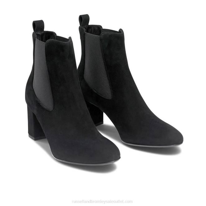 VXTJ263 negro Russell And Bromley mujer botas chelsea con tacón en bloque escarabajo