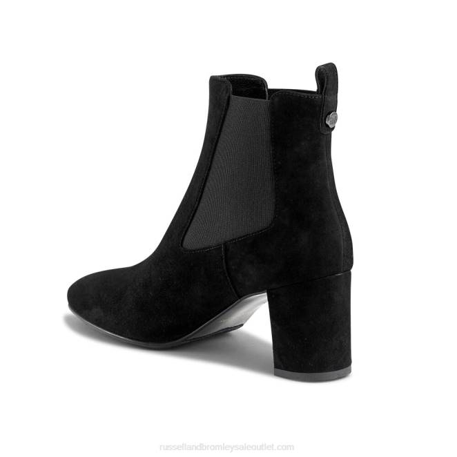 VXTJ263 negro Russell And Bromley mujer botas chelsea con tacón en bloque escarabajo