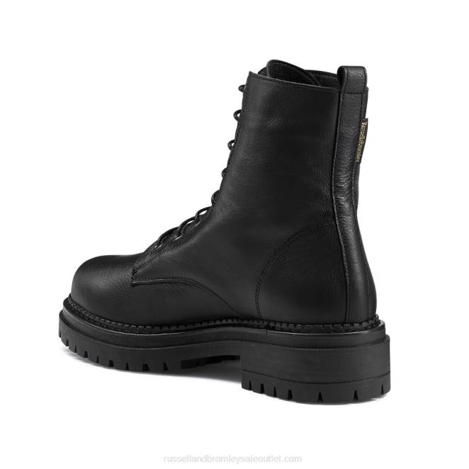 VXTJ265 negro Russell And Bromley mujer bota de combate con 8 ojales