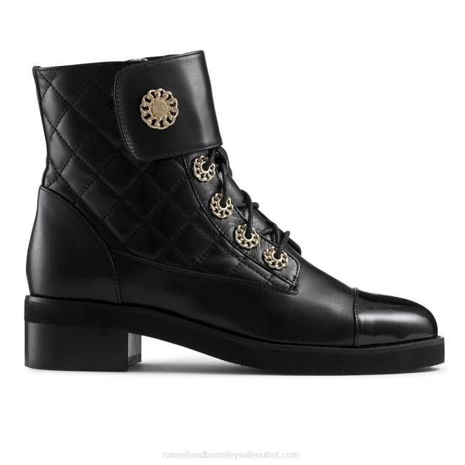 VXTJ282 negro Russell And Bromley mujer botas acolchadas con cordones Ringaroses