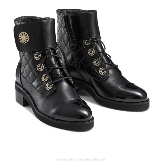 VXTJ282 negro Russell And Bromley mujer botas acolchadas con cordones Ringaroses