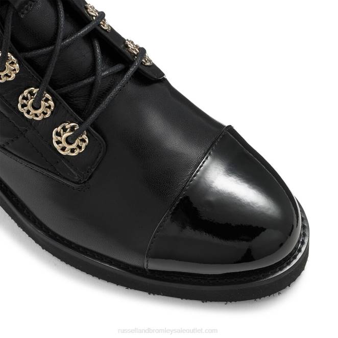 VXTJ282 negro Russell And Bromley mujer botas acolchadas con cordones Ringaroses