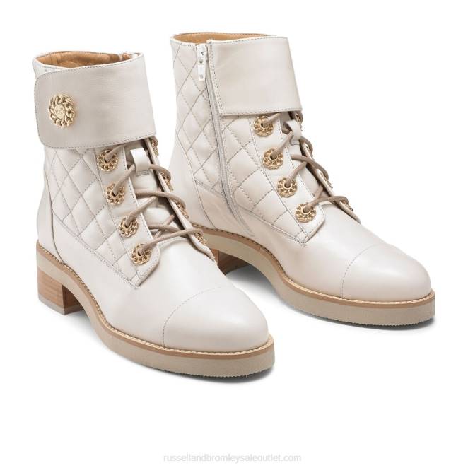 VXTJ284 blanco Russell And Bromley mujer botas acolchadas con cordones Ringaroses