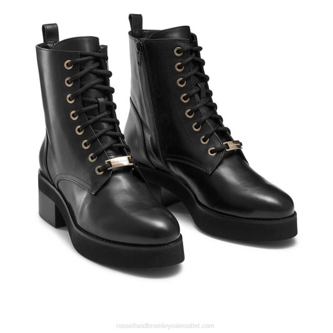 VXTJ286 negro Russell And Bromley mujer botín con cordones atom