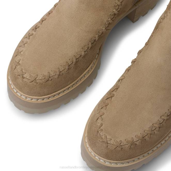 VXTJ295 beige Russell And Bromley mujer dryleks hipstitch: talón apilado con puntada de látigo