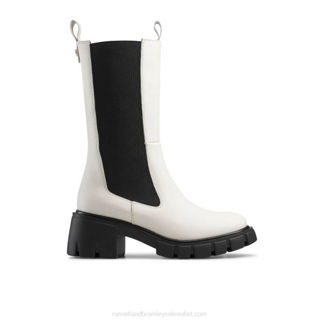 VXTJ305 blanco Russell And Bromley mujer bota redonda con punta redonda