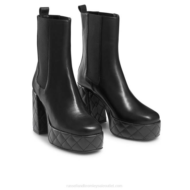 VXTJ321 negro Russell And Bromley mujer bota mega acolchada con plataforma