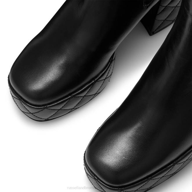 VXTJ321 negro Russell And Bromley mujer bota mega acolchada con plataforma