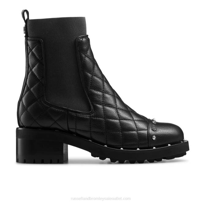 VXTJ322 negro Russell And Bromley mujer botas chelsea con tachuelas de petardo