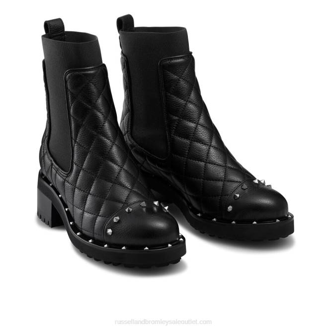 VXTJ322 negro Russell And Bromley mujer botas chelsea con tachuelas de petardo